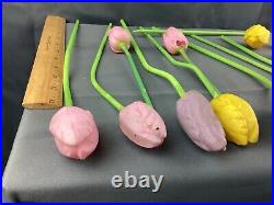 1920s Antique German Glass Bimini 12 Tulips and 9 Leaves Handblown Glass Flowers 1920s Antique German Glass Bimini 12 Tulips and 9 Leaves Handblown Glass Flowers