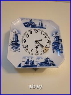 1920s Antique German Made Delft Clock Serviced Looks Great Excellent Time Keeper 1920s Antique German Made Delft Clock Serviced Looks Great Excellent Time Keeper