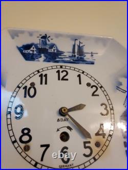 1920s Antique German Made Delft Clock Serviced Looks Great Excellent Time Keeper 1920s Antique German Made Delft Clock Serviced Looks Great Excellent Time Keeper