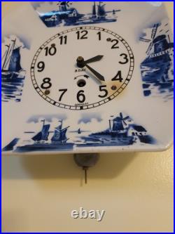 1920s Antique German Made Delft Clock Serviced Looks Great Excellent Time Keeper 1920s Antique German Made Delft Clock Serviced Looks Great Excellent Time Keeper