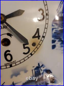 1920s Antique German Made Delft Clock Serviced Looks Great Excellent Time Keeper 1920s Antique German Made Delft Clock Serviced Looks Great Excellent Time Keeper