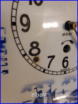 1920s Antique German Made Delft Clock Serviced Looks Great Excellent Time Keeper 1920s Antique German Made Delft Clock Serviced Looks Great Excellent Time Keeper