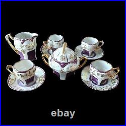 1920s Antique German Petite Tea Set Vintage Porcelain Luster 4 Settings Germany