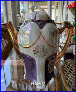 1920s Antique German Petite Tea Set Vintage Porcelain Purple Luster Germany