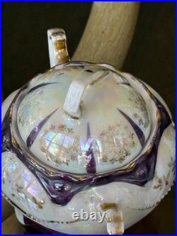 1920s Antique German Petite Tea Set Vintage Porcelain Purple Luster Germany