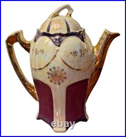 1920s Antique German Petite Tea Set Vintage Porcelain Purple Luster Germany