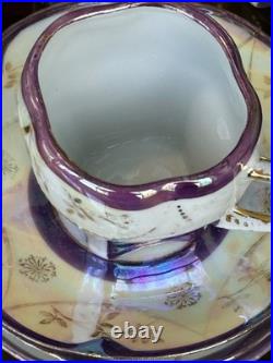 1920s Antique German Petite Tea Set Vintage Porcelain Purple Luster Germany