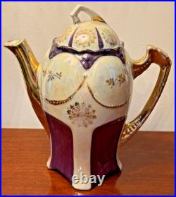 1920s Antique German Petite Tea Set Vintage Porcelain Purple Luster Germany