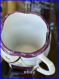 1920s Antique German Petite Tea Set Vintage Porcelain Purple Luster Germany