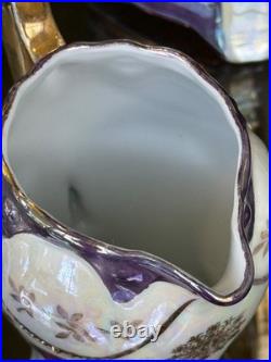 1920s Antique German Petite Tea Set Vintage Porcelain Purple Luster Germany