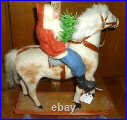 1920s Antique German SANTA Riding WHITE PULL HORSE Overall 13 EC 1920s Antique German SANTA Riding WHITE PULL HORSE Overall 13 EC