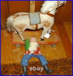 1920s Antique German SANTA Riding WHITE PULL HORSE Overall 13 EC 1920s Antique German SANTA Riding WHITE PULL HORSE Overall 13 EC