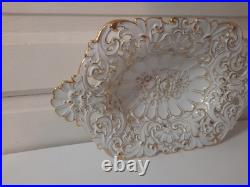 1924-1934 Vintage Meissen Germany PORCELAIN SERVING DISH FLORAL/ROSE 24K TRIM 1924-1934 Vintage Meissen Germany PORCELAIN SERVING DISH FLORAL/ROSE 24K TRIM