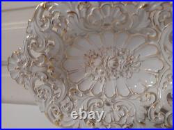 1924-1934 Vintage Meissen Germany PORCELAIN SERVING DISH FLORAL/ROSE 24K TRIM 1924-1934 Vintage Meissen Germany PORCELAIN SERVING DISH FLORAL/ROSE 24K TRIM