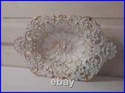 1924-1934 Vintage Meissen Germany PORCELAIN SERVING DISH FLORAL/ROSE 24K TRIM 1924-1934 Vintage Meissen Germany PORCELAIN SERVING DISH FLORAL/ROSE 24K TRIM