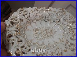 1924-1934 Vintage Meissen Germany PORCELAIN SERVING DISH FLORAL/ROSE 24K TRIM 1924-1934 Vintage Meissen Germany PORCELAIN SERVING DISH FLORAL/ROSE 24K TRIM