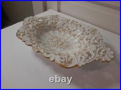 1924-1934 Vintage Meissen Germany PORCELAIN SERVING DISH FLORAL/ROSE 24K TRIM 1924-1934 Vintage Meissen Germany PORCELAIN SERVING DISH FLORAL/ROSE 24K TRIM