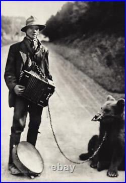 1929 Vintage AUGUST SANDER German Showman With Bear Accordion Photo Gravure Art