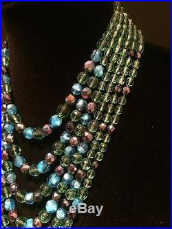 1930's Antique Glass Bead Dramatic Statement Necklace & Bracelet Vintage German