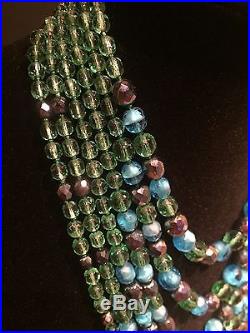 1930's Antique Glass Bead Dramatic Statement Necklace & Bracelet Vintage German