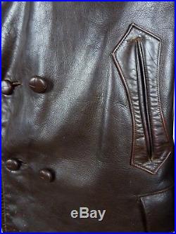 1930's German Vintage Horsehide Leather Jacket Coat M Antique Brown Aviator WW2