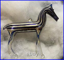 1930s German Bimini/Fadenglas Striped Horse Glass Christmas Ornament