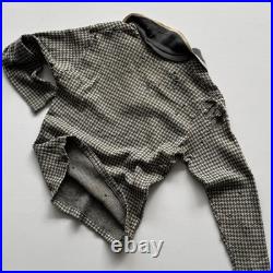 1930s Vintage Antique German'Pied-De-Poule' Thrashed Distressed Wool Sweater