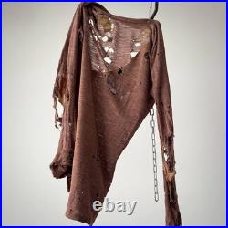 1930s Vintage Antique German Thrashed Distressed Worn Knit Jumper Sweater