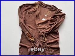 1930s Vintage Antique German Thrashed Distressed Worn Knit Jumper Sweater