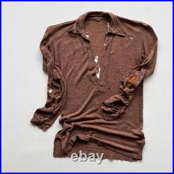 1930s Vintage Antique German Thrashed Distressed Worn Knit Jumper Sweater