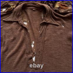1930s Vintage Antique German Thrashed Distressed Worn Knit Jumper Sweater