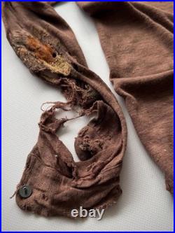 1930s Vintage Antique German Thrashed Distressed Worn Knit Jumper Sweater
