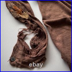 1930s Vintage Antique German Thrashed Distressed Worn Knit Jumper Sweater