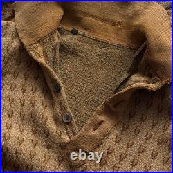 1930s Vintage Antique German Thrashed Distressed Worn Wool Knit Sweater