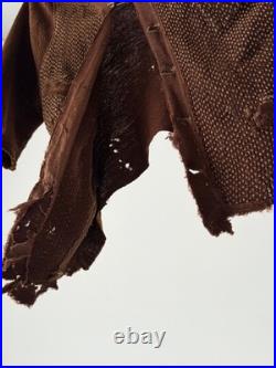 1930s Vintage Antique German Thrashed Worn Distressed Brown Wool Knit Cardigan