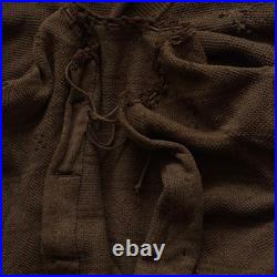 1930s Vintage Antique German Women's Thrashed Distressed Brown Wool Cardigan