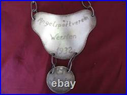 1936 Antique German Fishing Silver Chest Plaque Medal Award