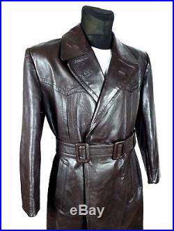 1940's German Horsehide Leather Coat Jacket M Vintage Antique Brown WW2 Aviator