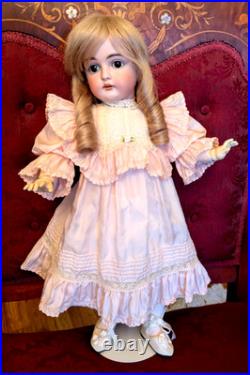 19 KESTNER 167 Antique German Doll EXCELLENT BJB Silk Dress, French HH Wig