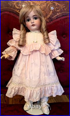 19 KESTNER 167 Antique German Doll EXCELLENT BJB Silk Dress, French HH Wig