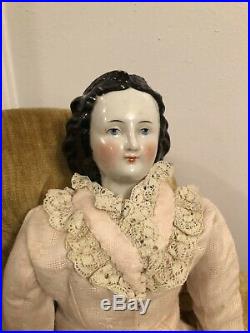 19 Very Rare Fancy Unusual Hairstyle Ca 1870 Antique German China Lady Doll
