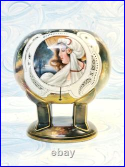 #1 Antique German Royal Bonn Portrait 6 Vase Hand Painted Victorian 4 Legs