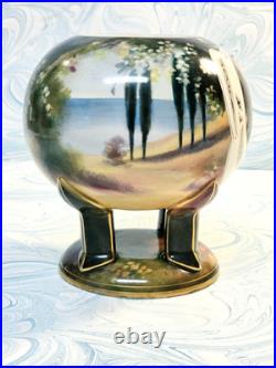 #1 Antique German Royal Bonn Portrait 6 Vase Hand Painted Victorian 4 Legs