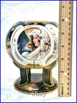 #1 Antique German Royal Bonn Portrait 6 Vase Hand Painted Victorian 4 Legs