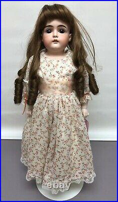20 Antique Kestner Bisque Doll Germany #S Brown Sleep Eye Brunette Kid Body SC2