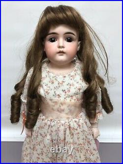 20 Antique Kestner Bisque Doll Germany #S Brown Sleep Eye Brunette Kid Body SC2