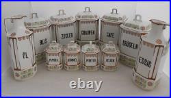 20 pc Antique German canister set pansies floral gold vintage