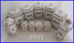 20 pc Antique German canister set pansies floral gold vintage
