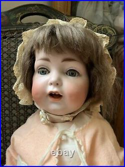 21 Antique German Adolf Hulss Baby Doll, Marked AHW 12, Needs Restringing