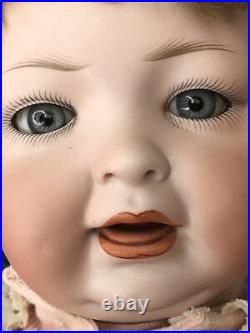 21 Antique German Bisque doll LWC 152 11 Baby Gray Sl Eyes Caracul wig #L